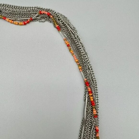 Vera Wang NecklacE Coral Pink Beads Silver Tone Layered Strands NWOT 28"-30" - Picture 6 of 10
